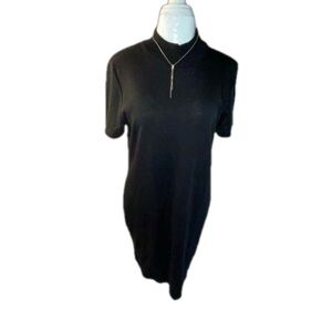 Classic Black Nina Leonard Grannycore Half Turtleneck Light Sweater Dress SZ. XL